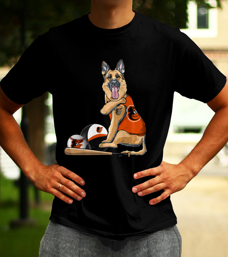 German Shepherds Baltimore Orioles Baseball Dog T-Shirt