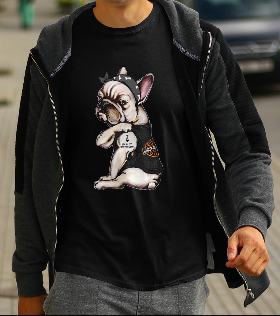 I Love Harley Davidson French Bulldog Hot Harley Davidson Cycles T-Shirt