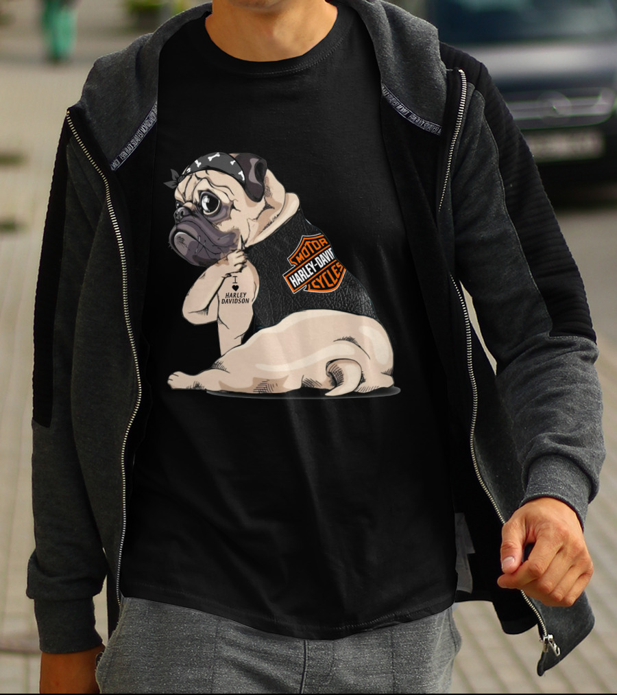 Harley Davidson Pug Motorcycles I Love Harley Davidson T-Shirt