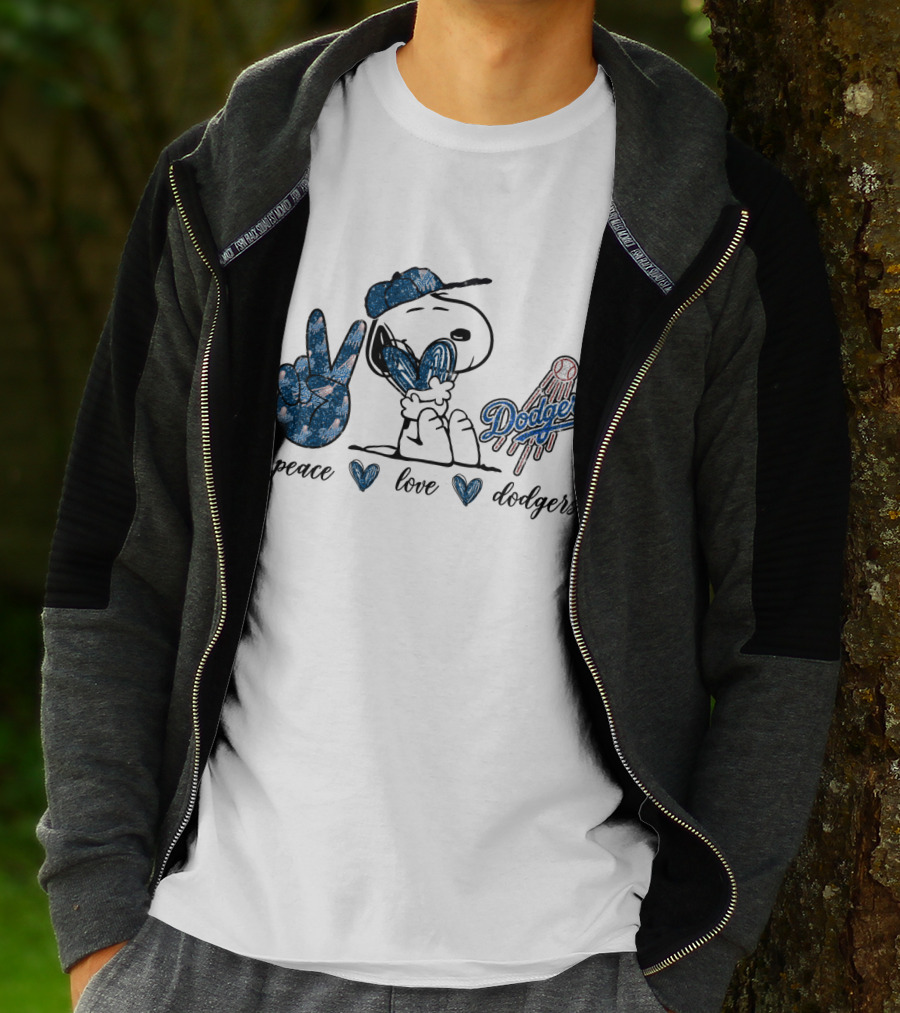 Peace Love Dodgers Snoopy Dodgers T-Shirt