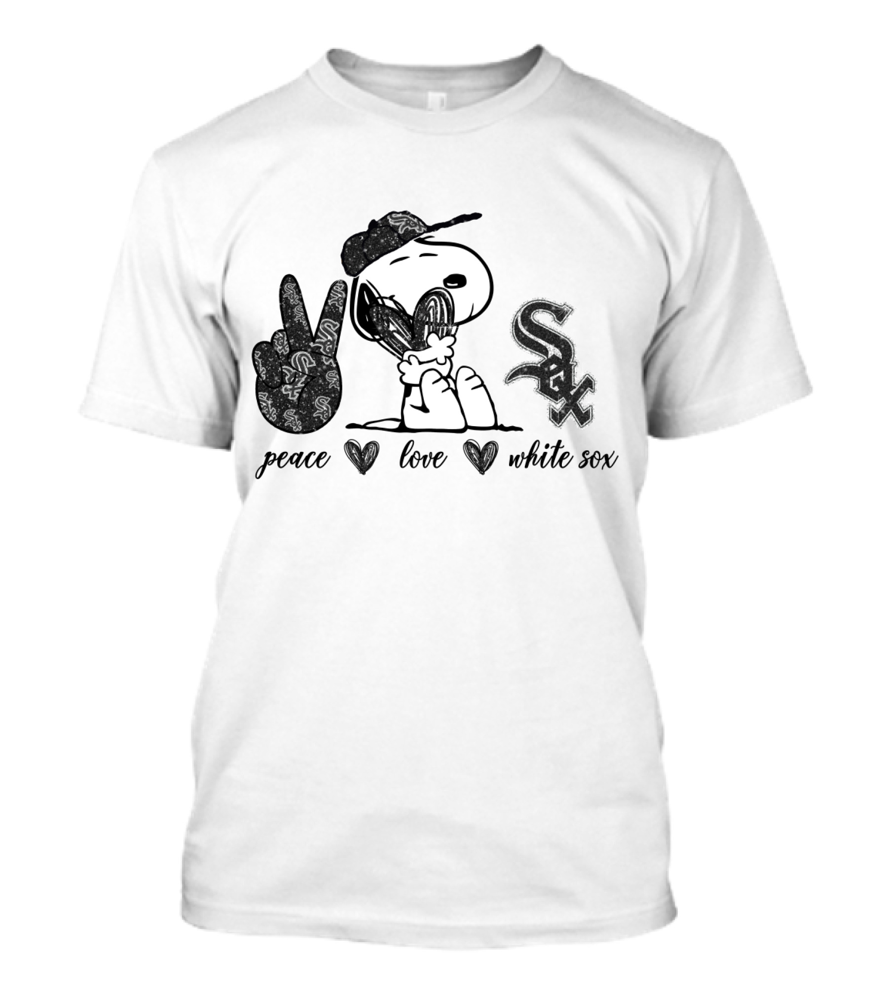 Peace Love Chicago White Sox Snoopy Baseball Fan T-Shirt