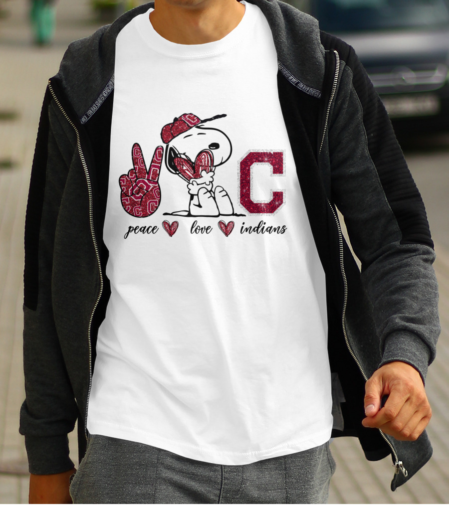 Peace Love Cleveland Indians Snoopy C T-Shirt