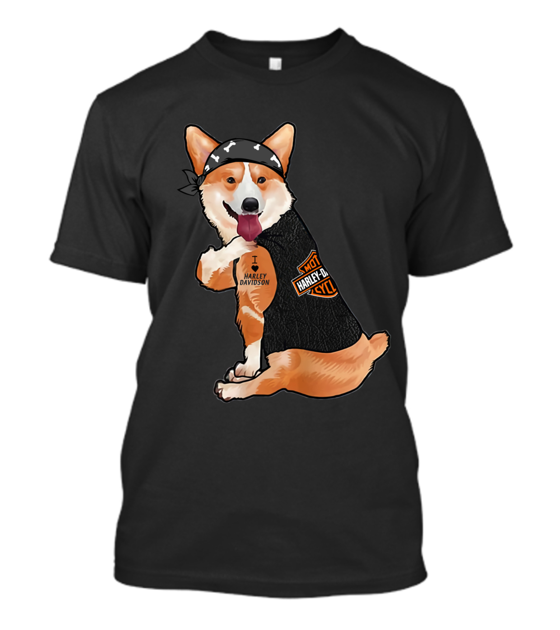 Harley Davidson Corgi With Bandana T-Shirt