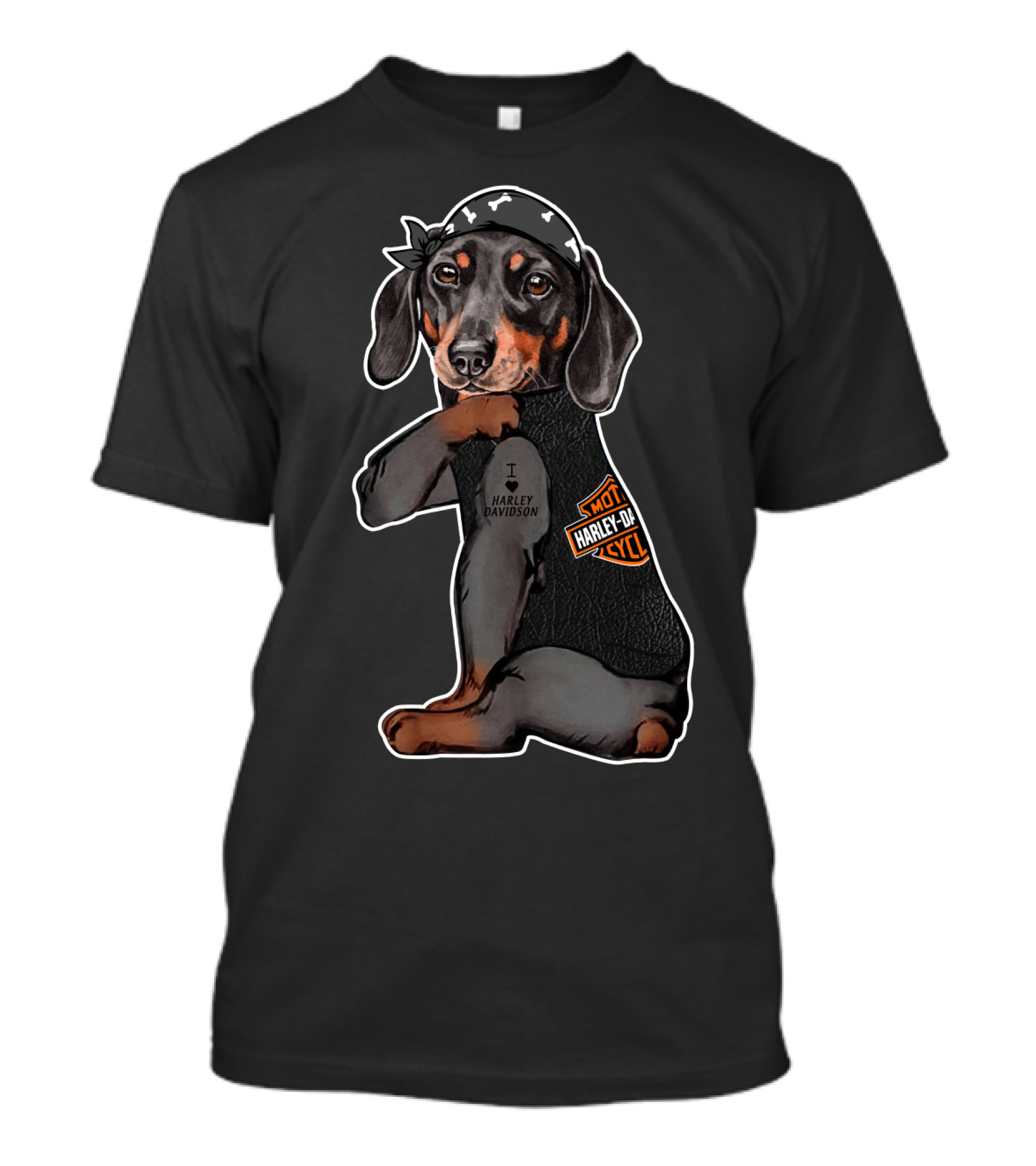 I Love Harley Davidson Dachshund Motocycle T-Shirt