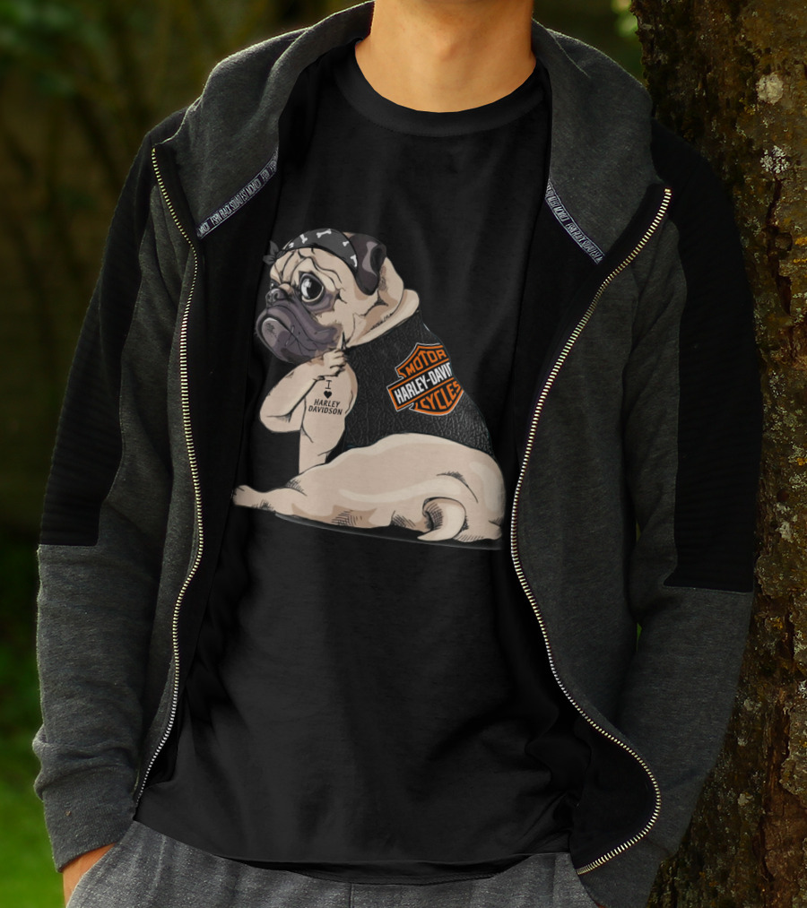 Pug Harley Davidson Motorcycles I Love Harley Davidson T-Shirt