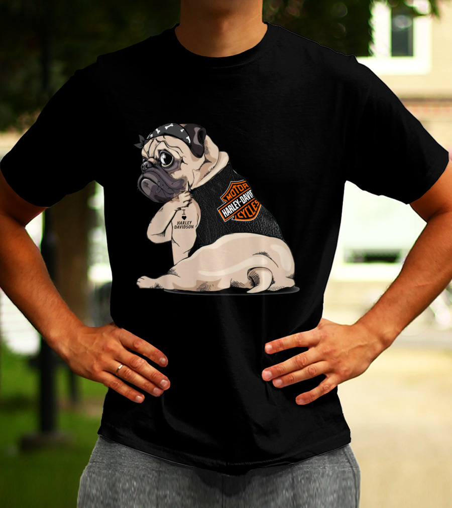 Pug Harley Davidson Motorcycles I Love Harley Davidson T-Shirt