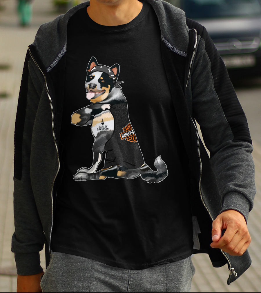 Australian Cattle Dog I Love Harley Davidson Hd T-Shirt