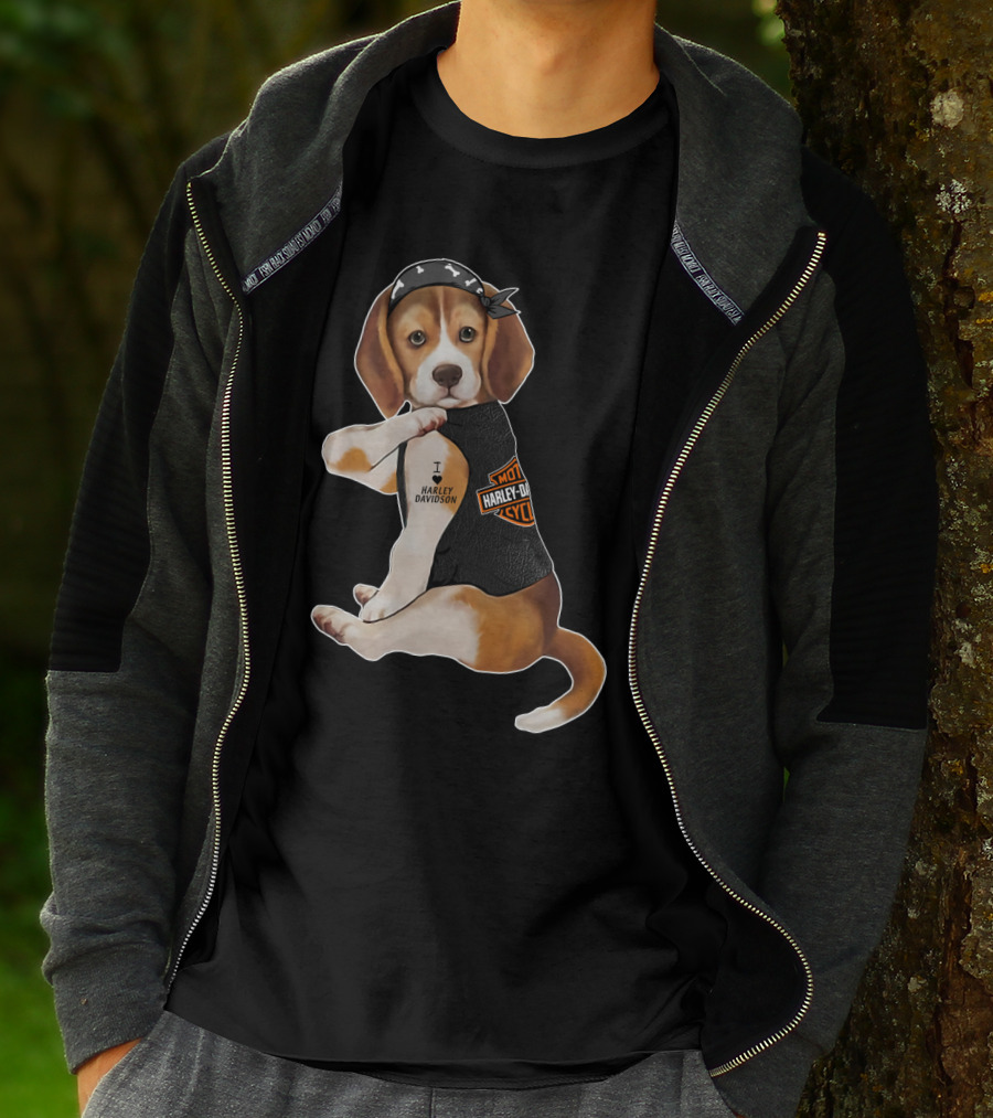Harley Davidson Beagle I Love Harley Davidson T-Shirt