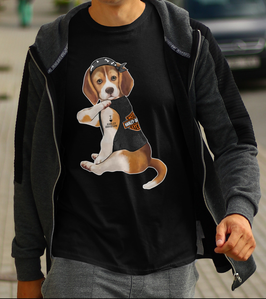 Harley Davidson Beagle I Love Harley Davidson T-Shirt
