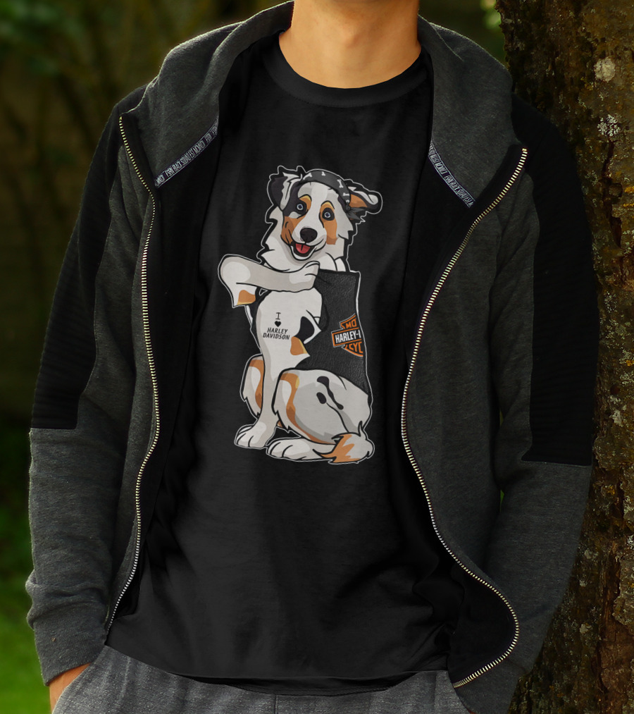 Australian Shepherd I Harley Davidson Motorcycle Fan T-Shirt