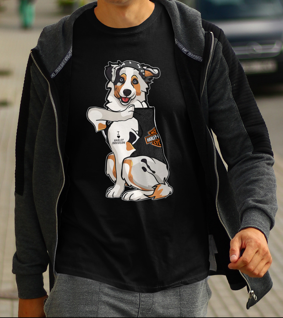 Australian Shepherd I Harley Davidson Motorcycle Fan T-Shirt