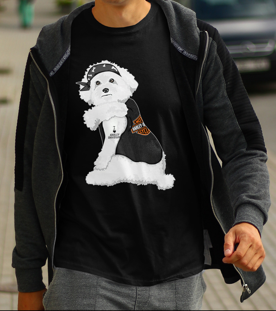 I Love Harley Davidson Bichon Frisé Hd T-Shirt