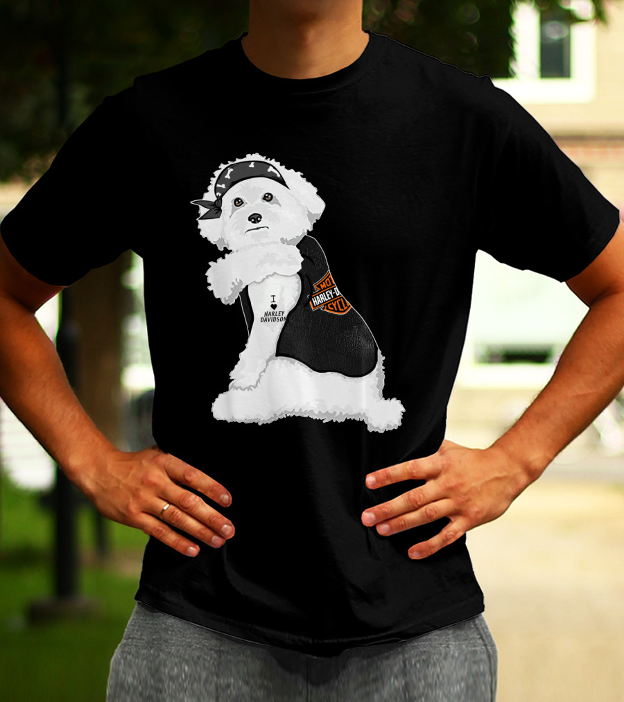 I Love Harley Davidson Bichon Frisé Hd T-Shirt