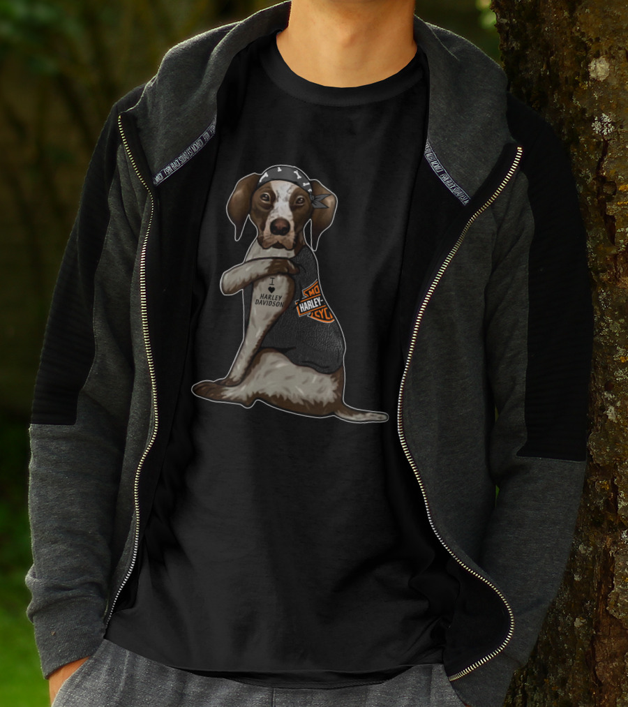 Harley Davidson German Shorthaired Pointer I Love Harley T-Shirt