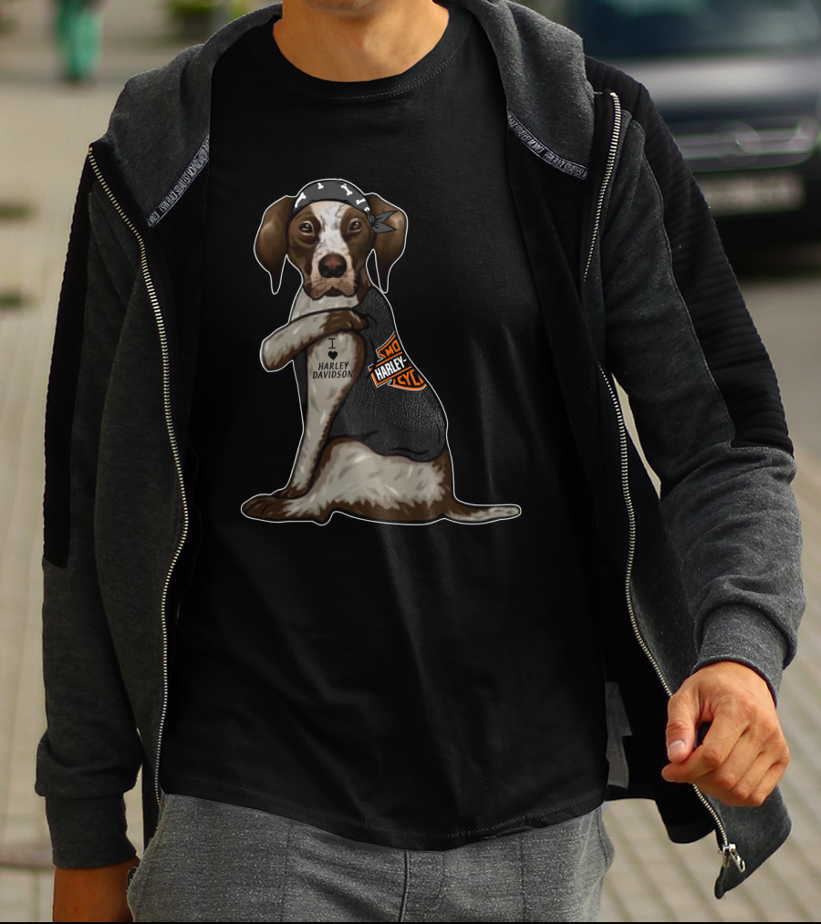 Harley Davidson German Shorthaired Pointer I Love Harley T-Shirt