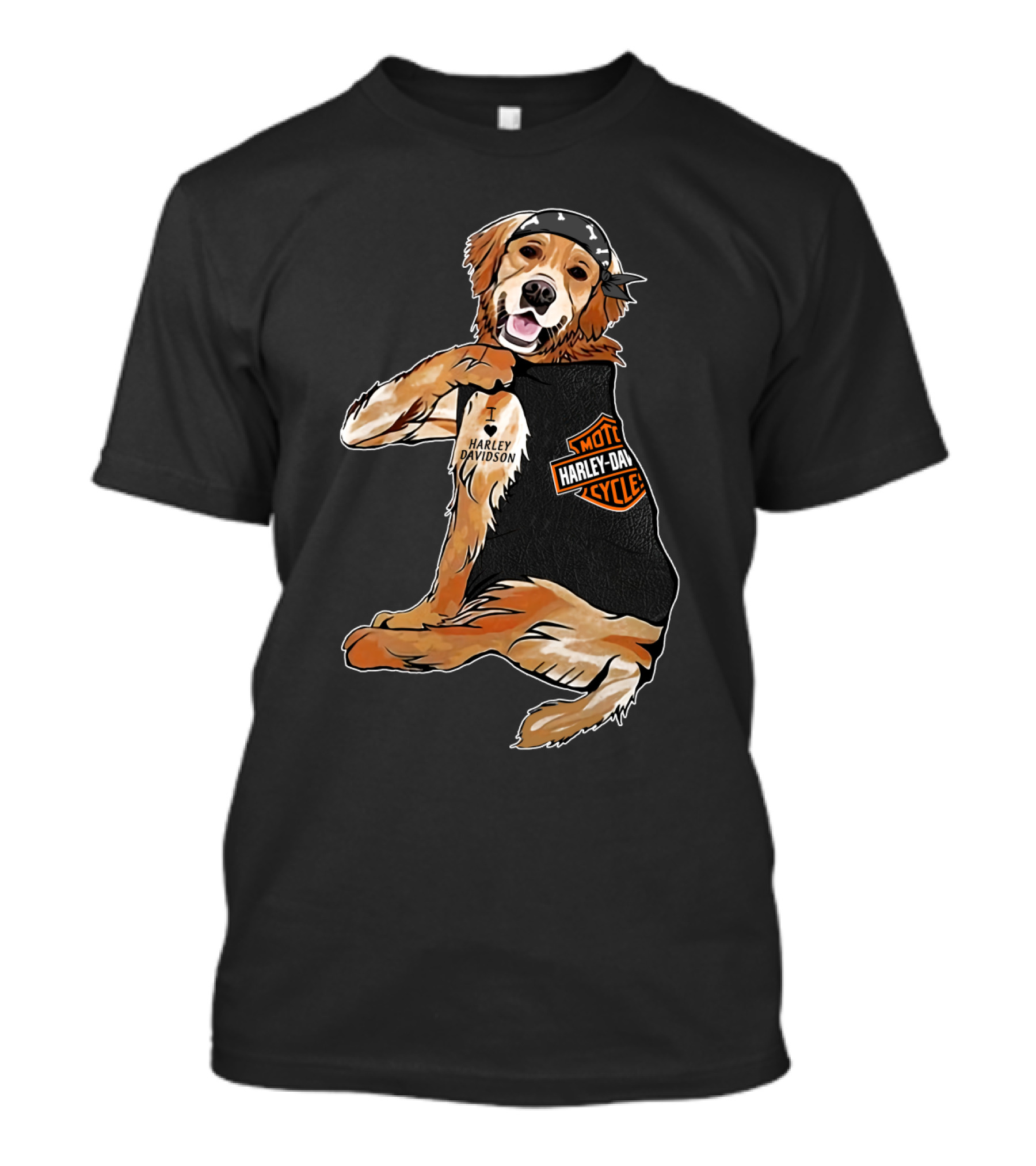Harley Davidson Golden Retriever Motorcycle Pooch T-Shirt