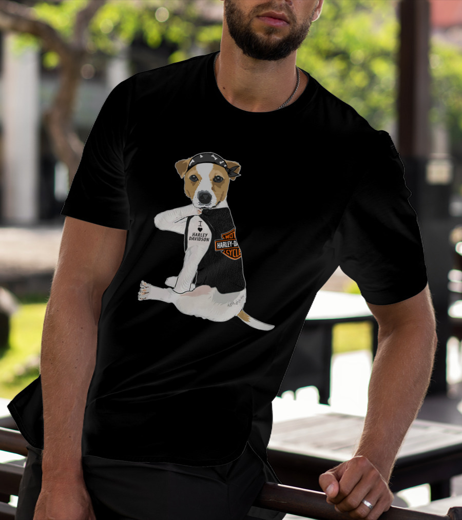 Harley Davidson Jack Russell Terrier Motorcycle Style T-Shirt