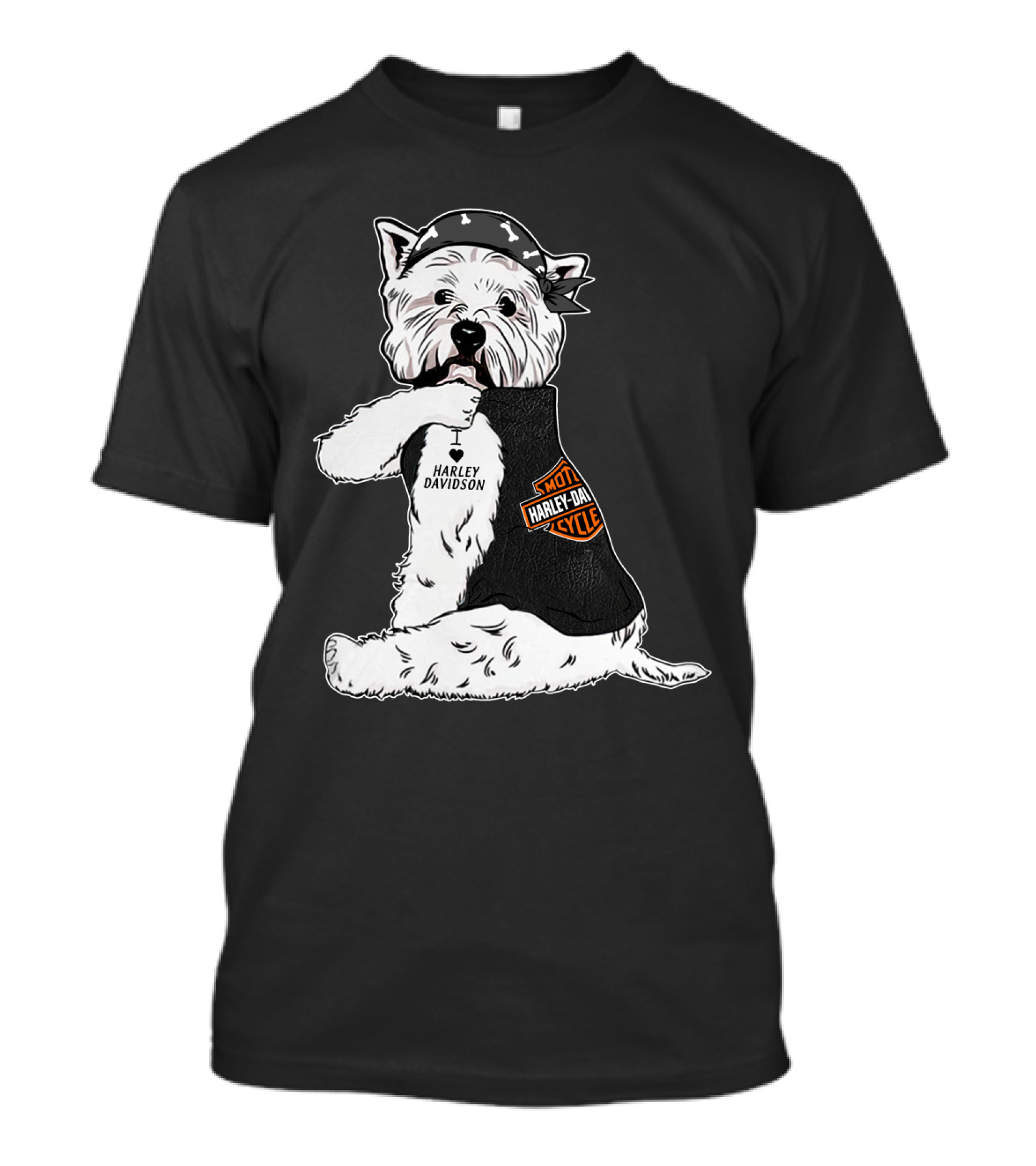 West Highland White Terrier Harley Davidson Motocycle Bandana T-Shirt