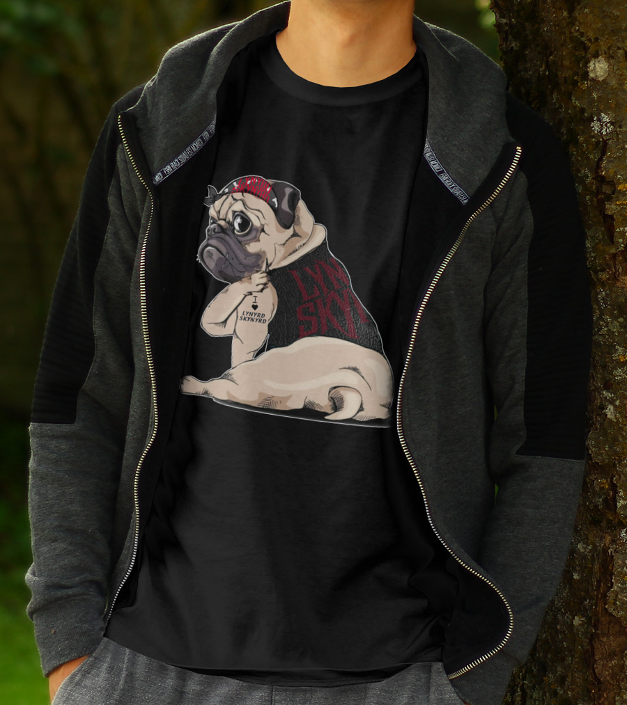 Lynyrd Skynyrd Pug Tattoo With Bandana And Vest T-Shirt