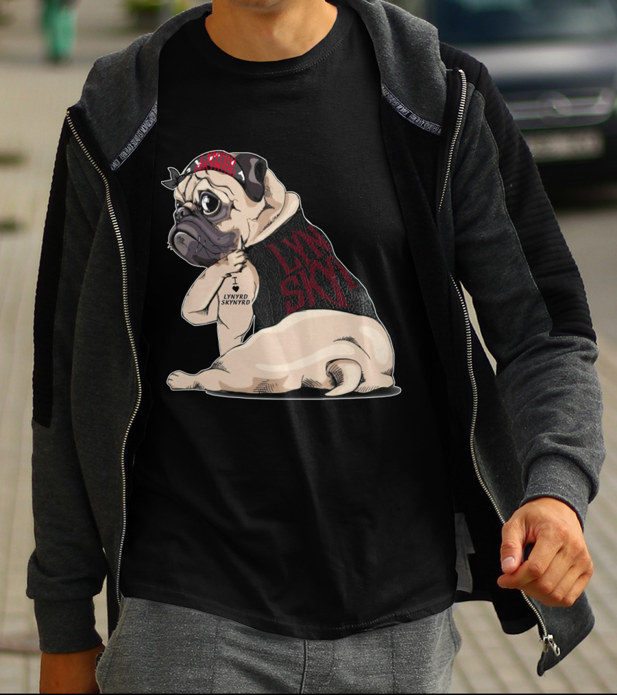 Lynyrd Skynyrd Pug Tattoo With Bandana And Vest T-Shirt