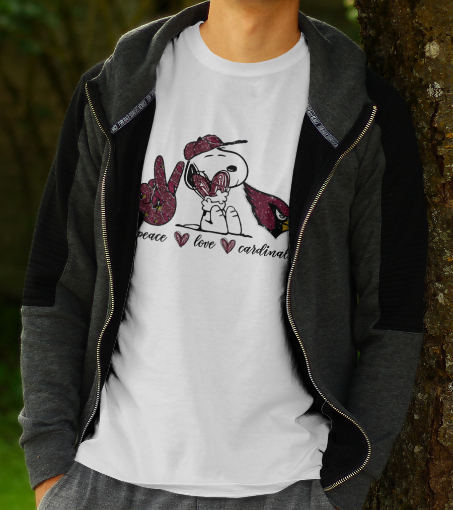 Peace Love Arizona Cardinals Snoopy Fan T-Shirt