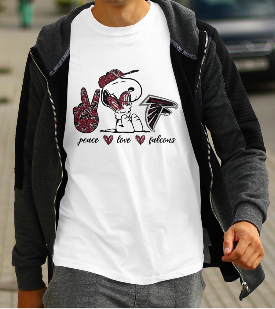 Peace Love Falcons Atlanta Snoopy T-Shirt