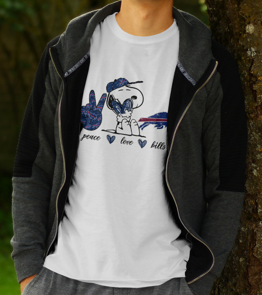 Peace Love Buffalo Bills Snoopy NFL Team Spirit T-Shirt