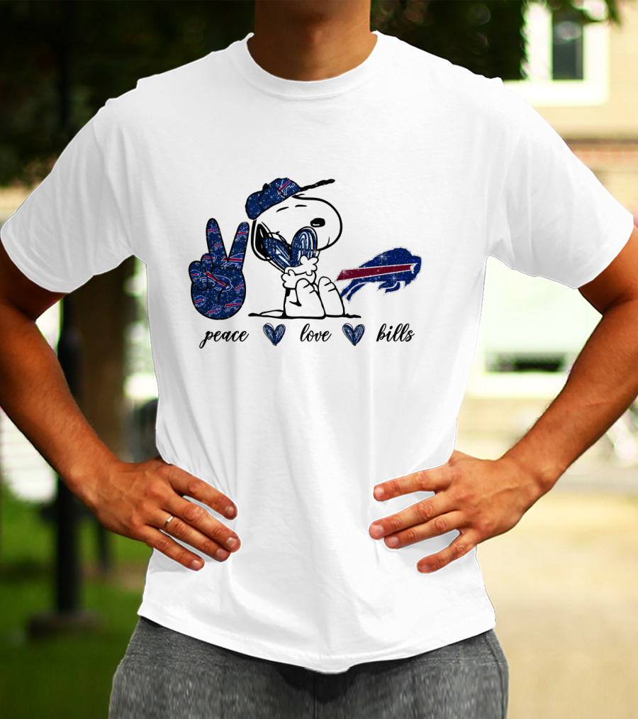 Peace Love Buffalo Bills Snoopy NFL Team Spirit T-Shirt