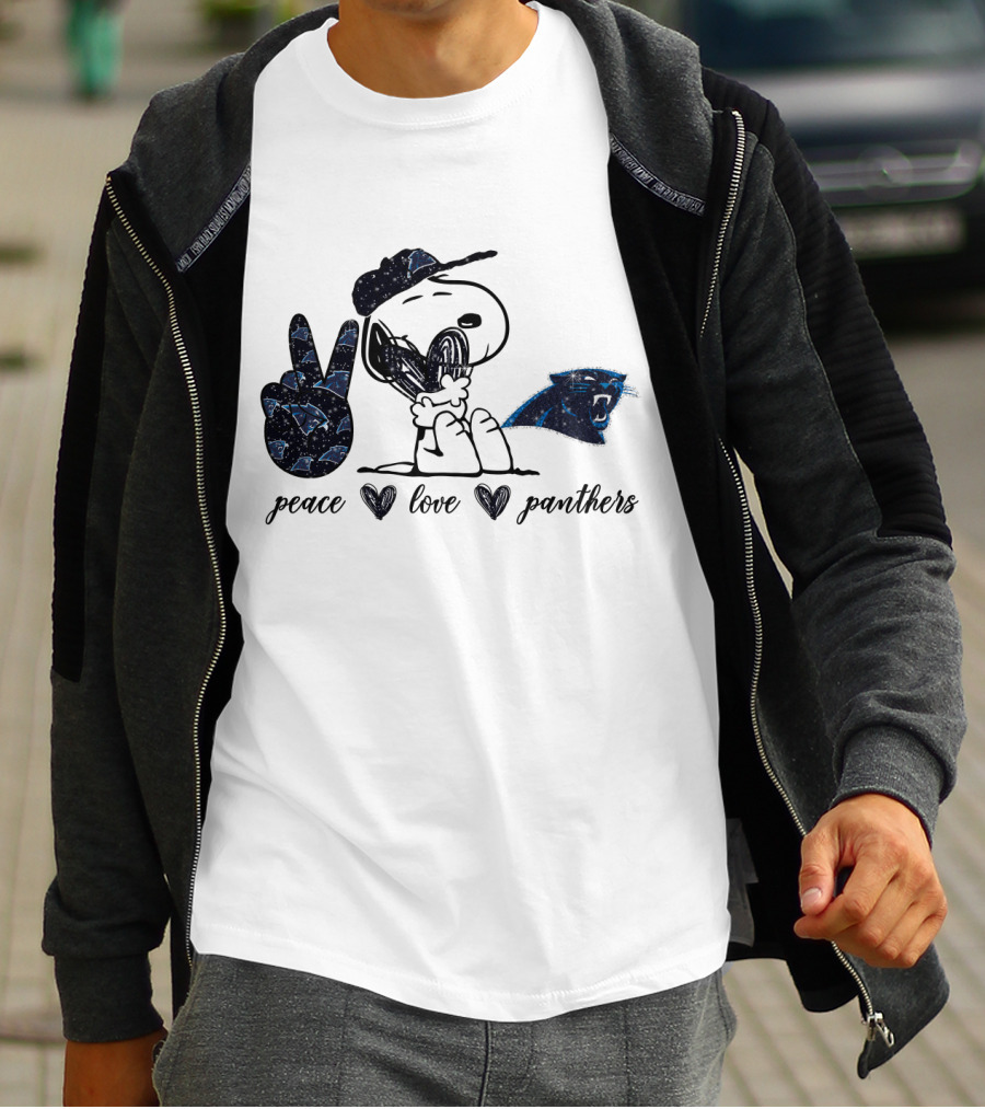 Peace Love Carolina Panthers Snoopy Fan T-Shirt