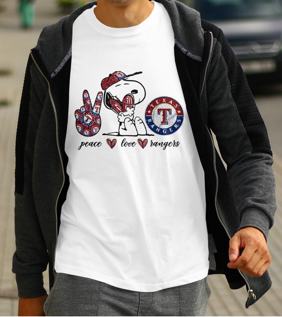 Peace Love Snoopy Texas Rangers T-Shirt