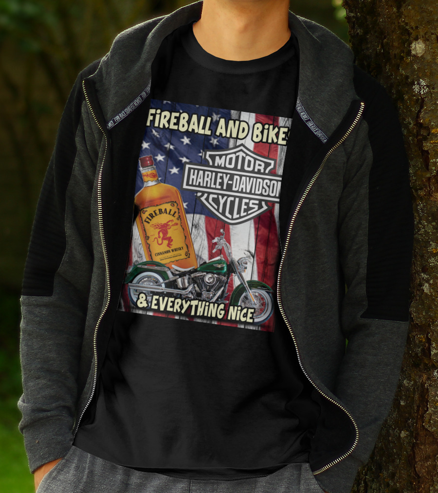 Fireball And Bikes Harley Davidson Motor Cycles & Everything Nice T-Shirt