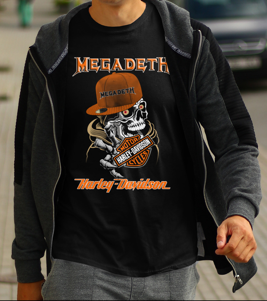 Megadeth Skull Harley Davidson Motor Cycles T-Shirt