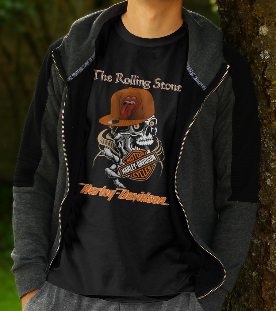 The Rolling Stones Skull Harley Davidson Motorcycles T-Shirt