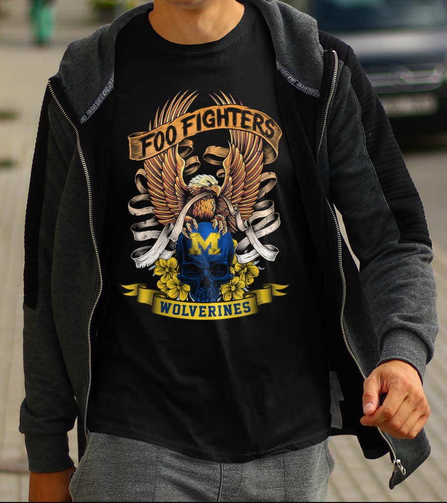 Foo Fighters Michigan Wolverines Eagle Skull T-Shirt
