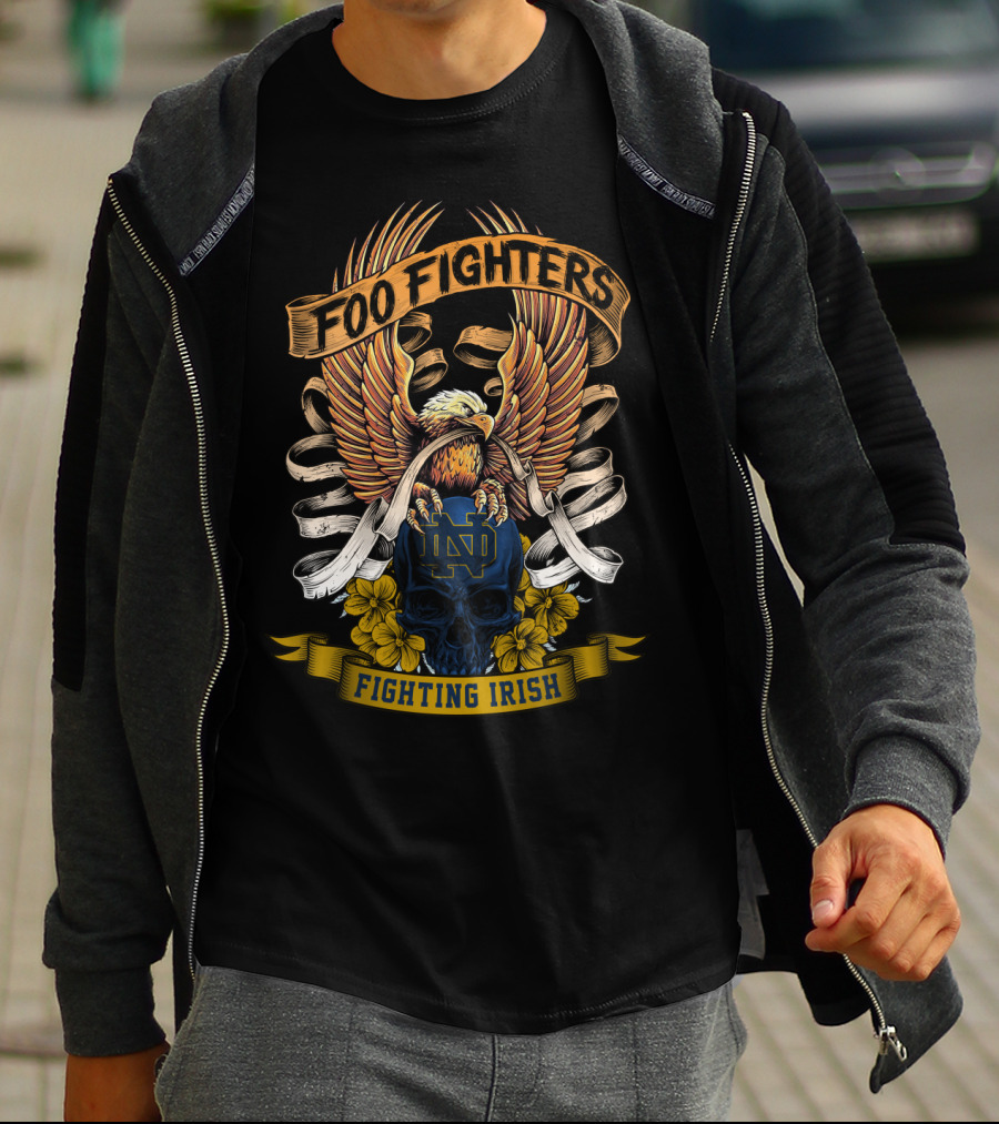 Foo Fighters Notre Dame Fighting Irish Eagle Skull T-Shirt