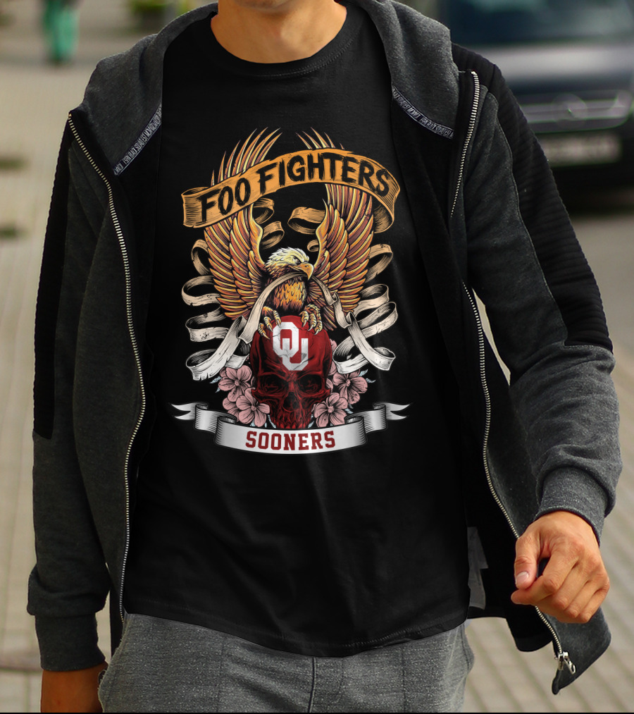 Foo Fighters Oklahoma Sooners Eagle And Skull T-Shirt
