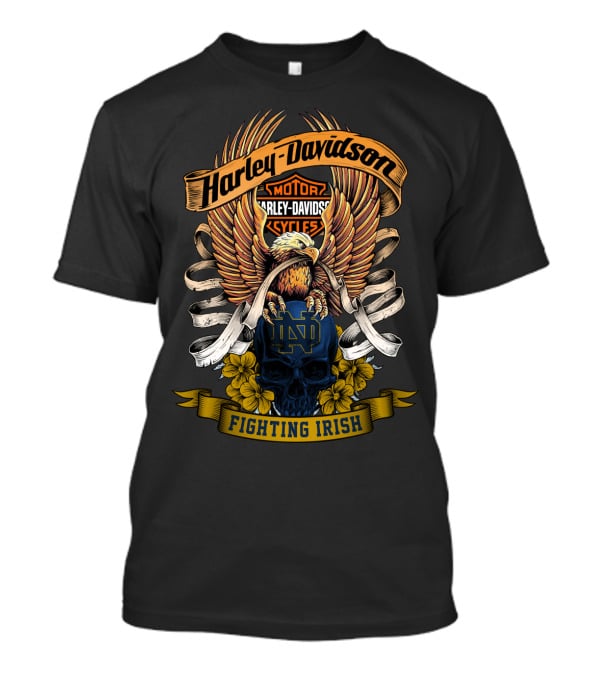 Harley Davidson Eagle Notre Dame Fighting Irish Skull 49Hd T-Shirt