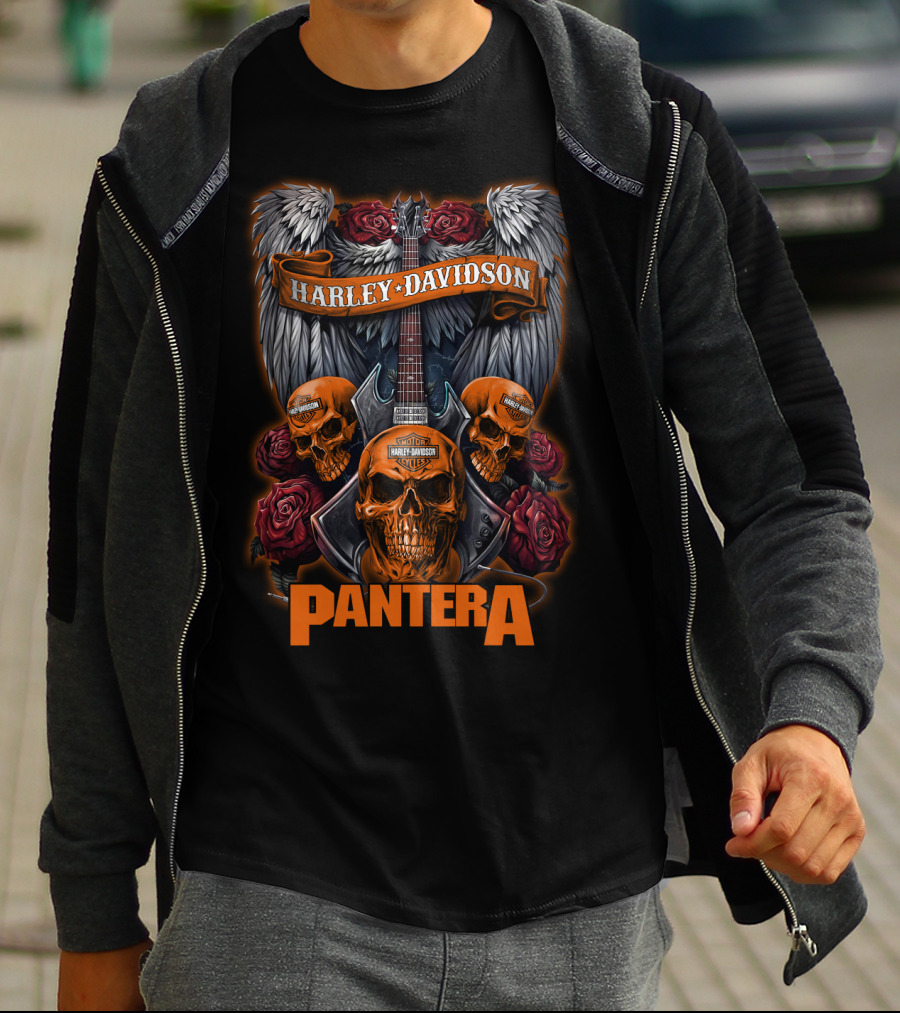 Harley Davidson Pantera Skulls Wings Guitar Roses 47Hd T-Shirt