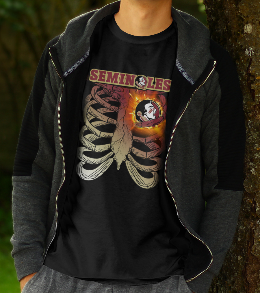 Florida State Seminoles Logo With Fiery Ribcage T-Shirt