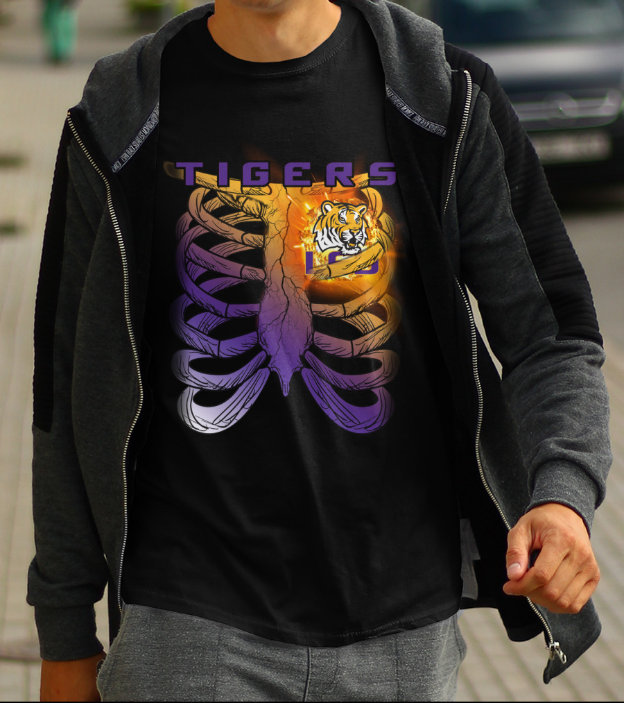 Tigers Ribcage Heart LSU Tigers T-Shirt