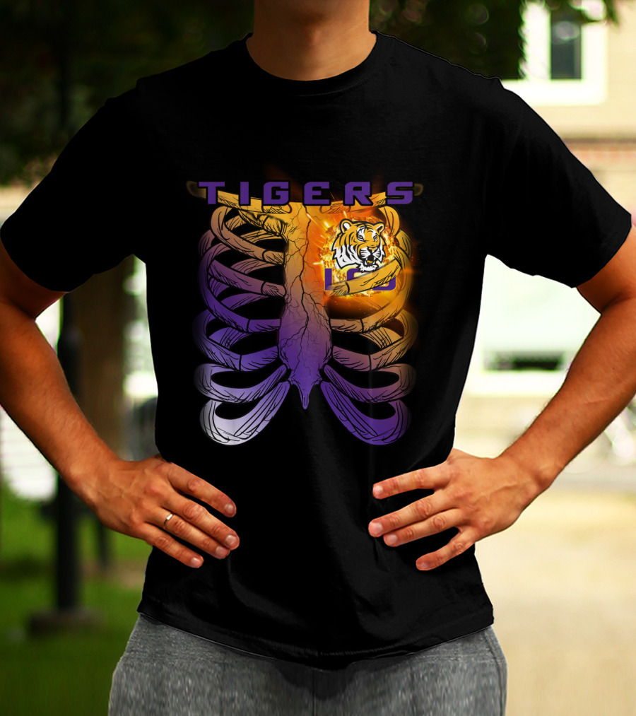 Tigers Ribcage Heart LSU Tigers T-Shirt