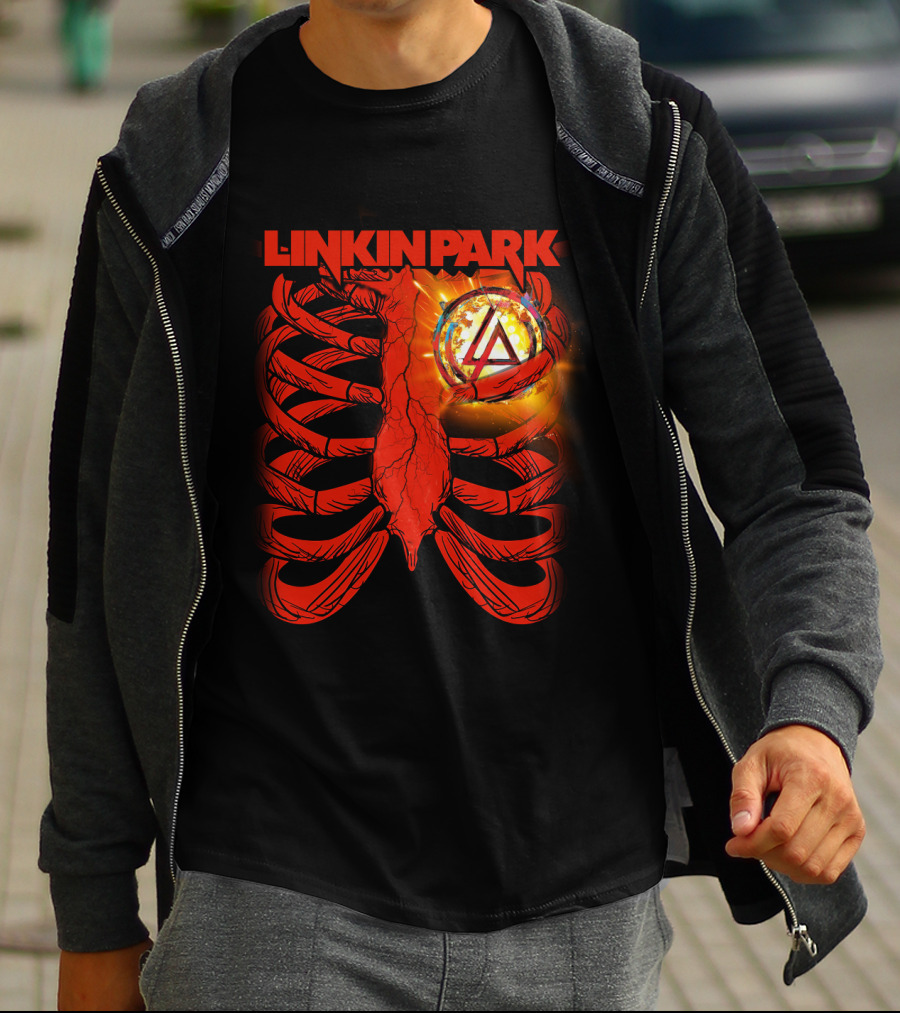 Linkin Park Burning Symbol Ribcage T-Shirt