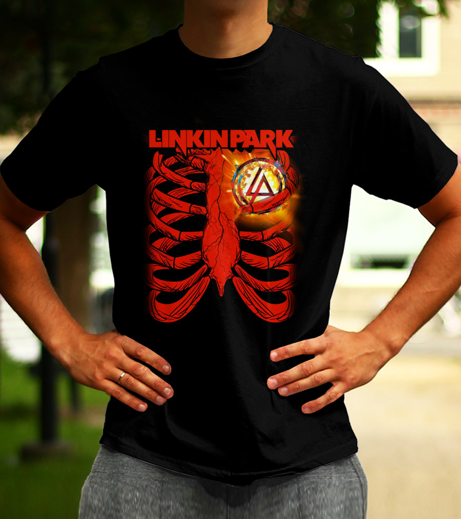 Linkin Park Burning Symbol Ribcage T-Shirt