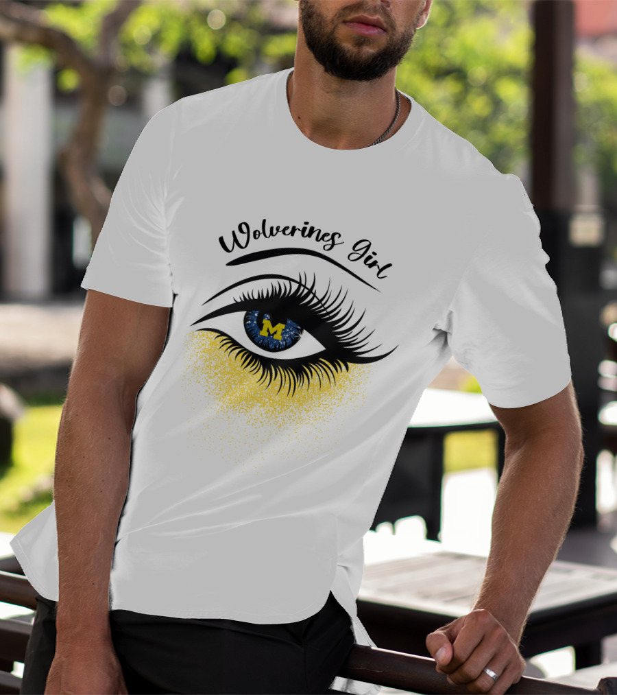 Wolverines Girl Michigan Eye With M Logo And Eyelashes T-Shirt