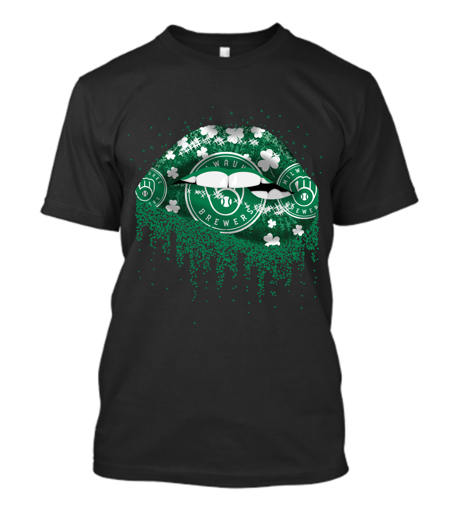 Milwaukee Brewers Green Lips Clover T-Shirt