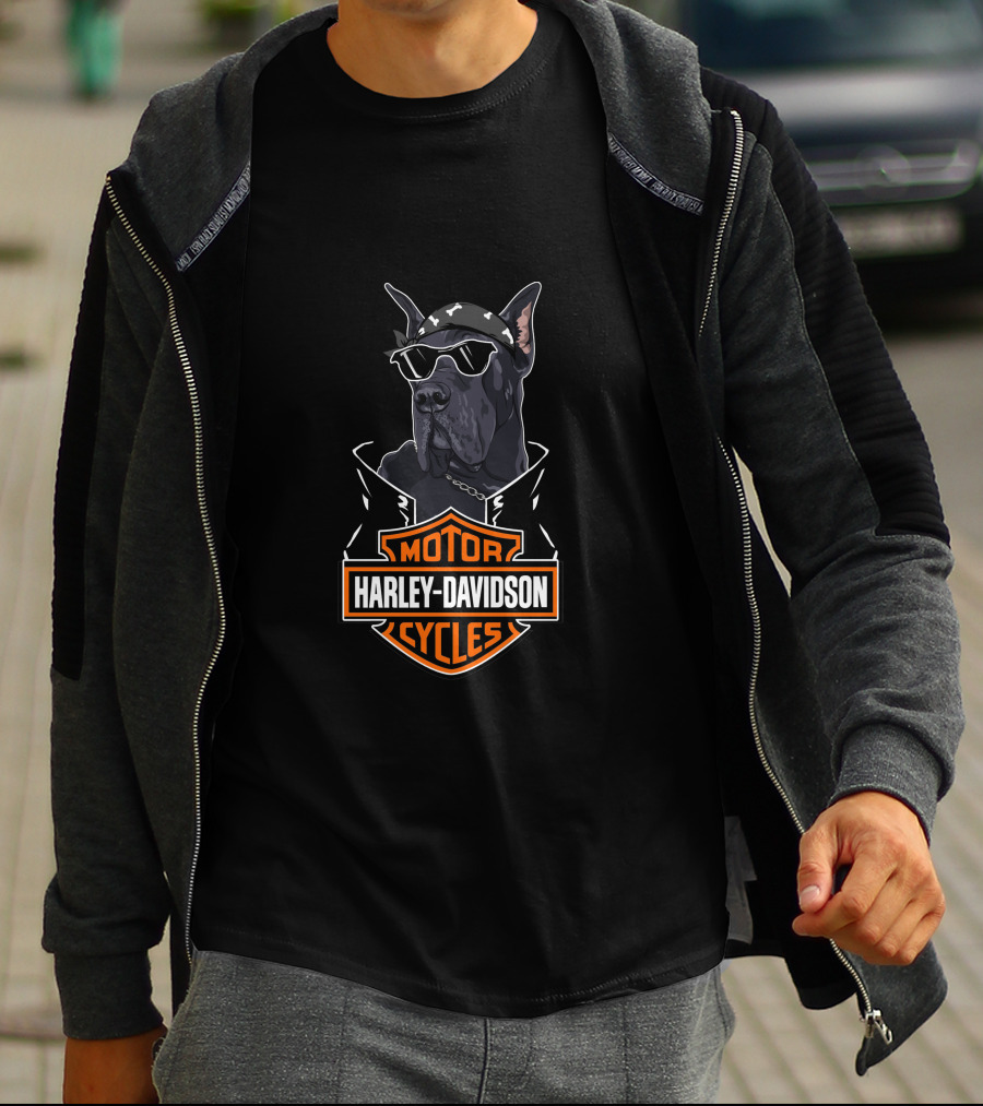Harley Davidson Great Dane Motorcycle Cycles T-Shirt