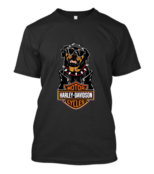 Harley Davidson Motorcycles Rottweiler Riding Biker Style T-Shirt