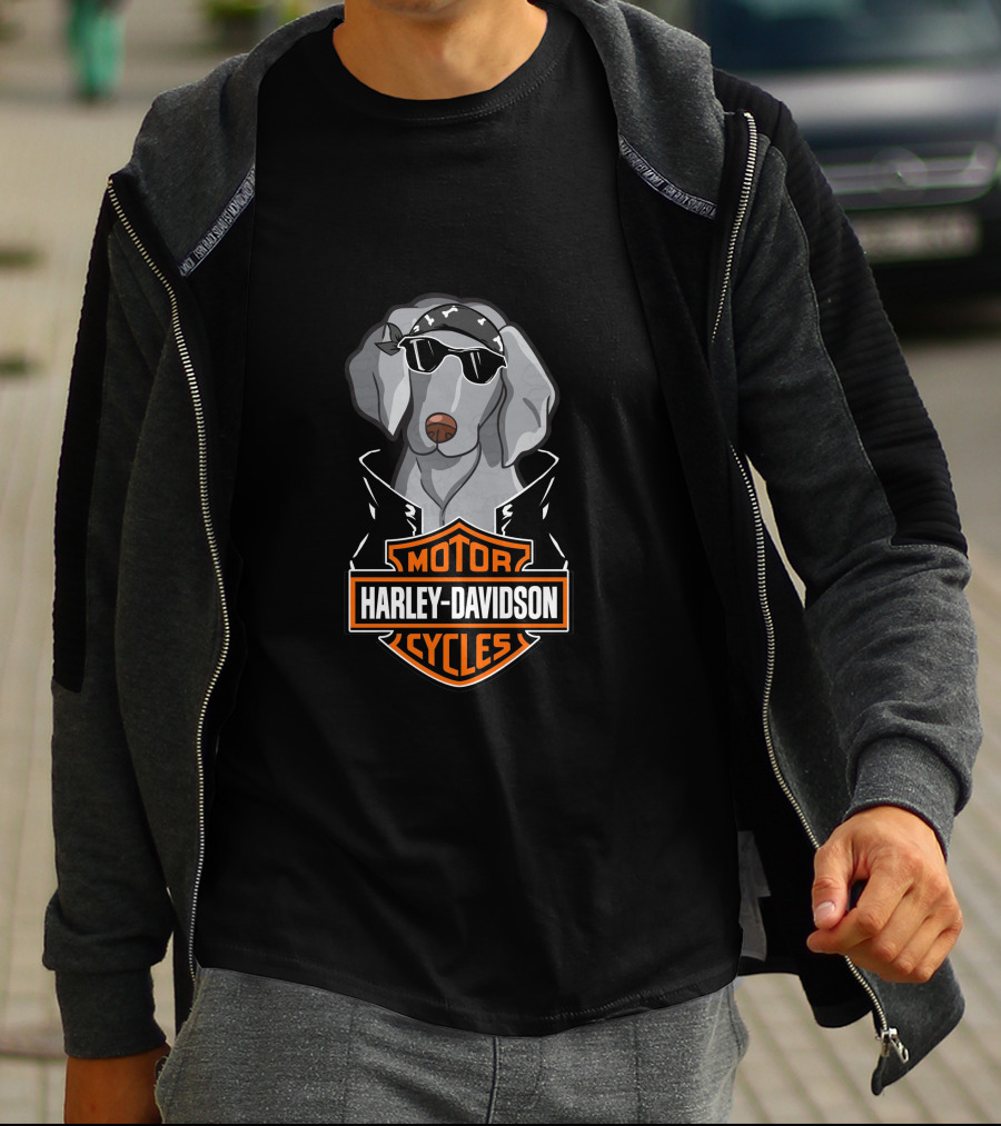 Weimaraners Harley Davidson Motorcycles T-Shirt