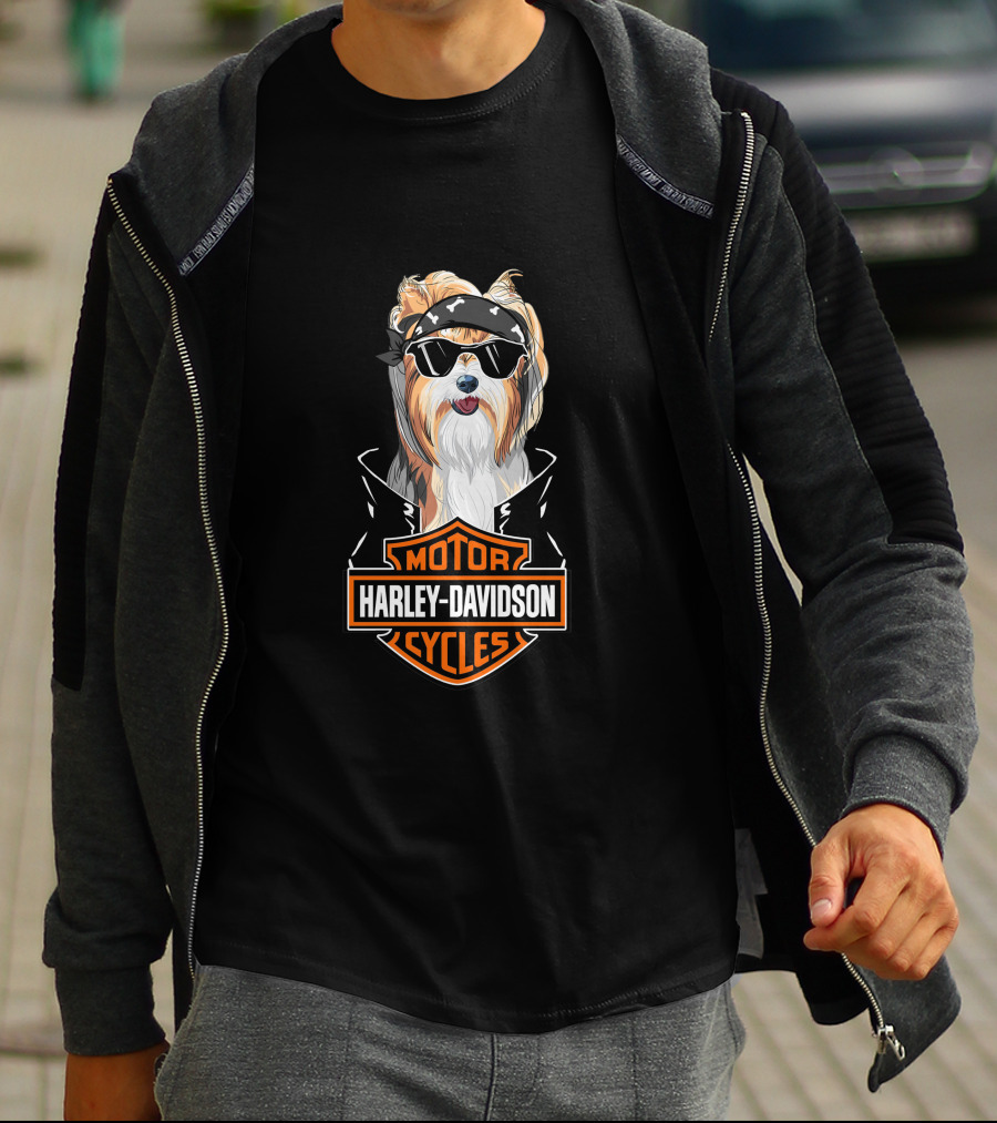 Harley Davidson Yorkshire Terrier Motorcycle Cycles T-Shirt