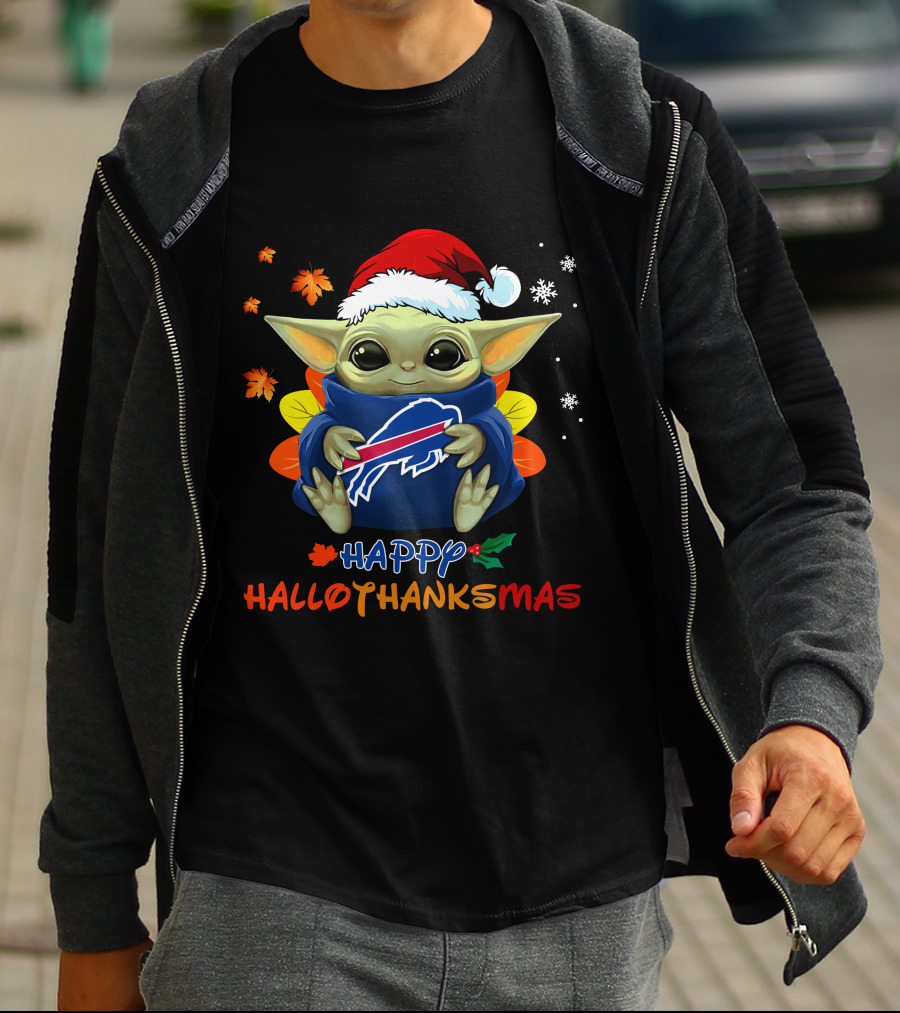 Happy Hallothanksmas Buffalo Bills Baby Yoda 505 L1PTT T-Shirt